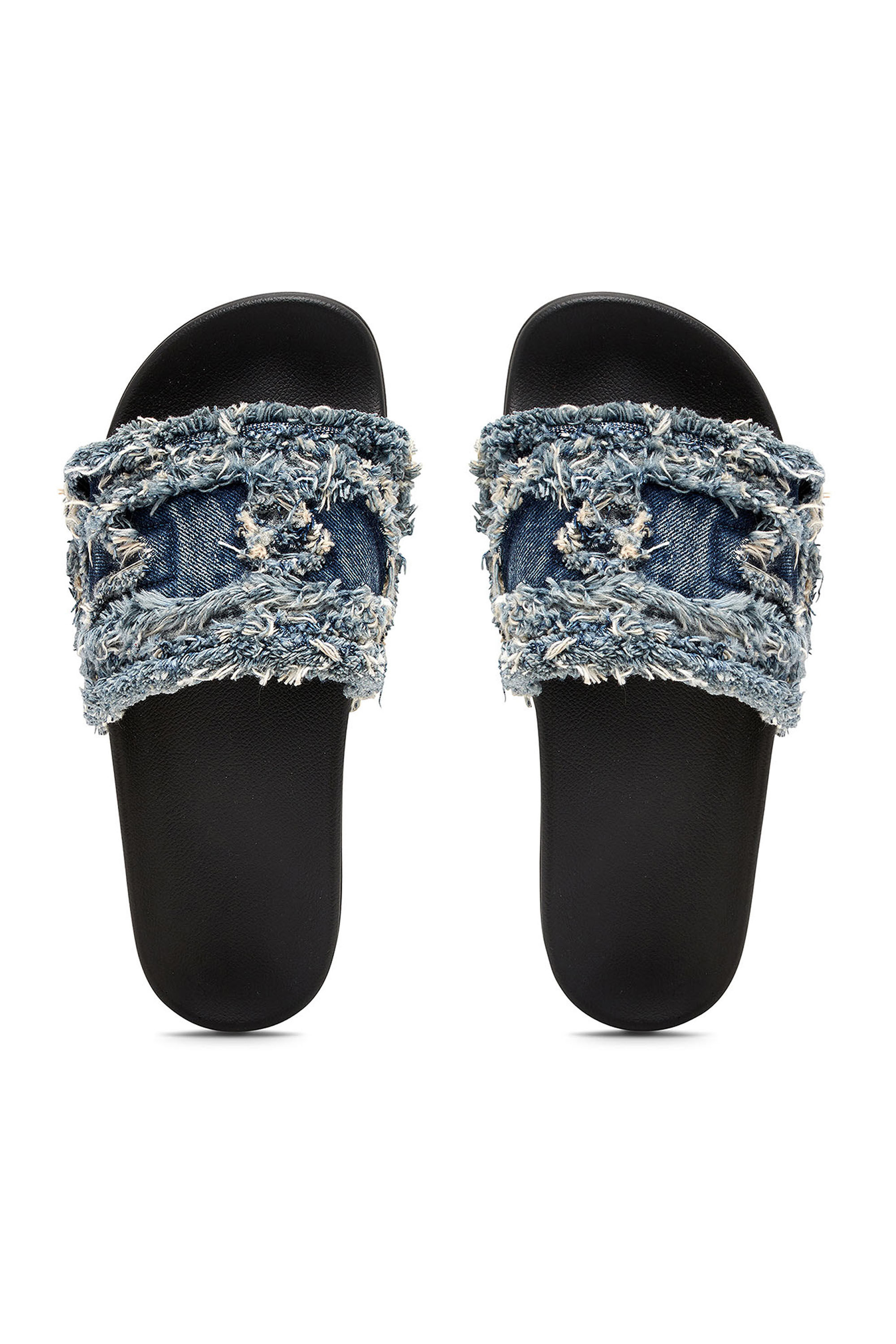 Diesel - SA-SLIDE D DENIM, Woman's Sa-Slide D-Fringed denim slides in Blue - 4