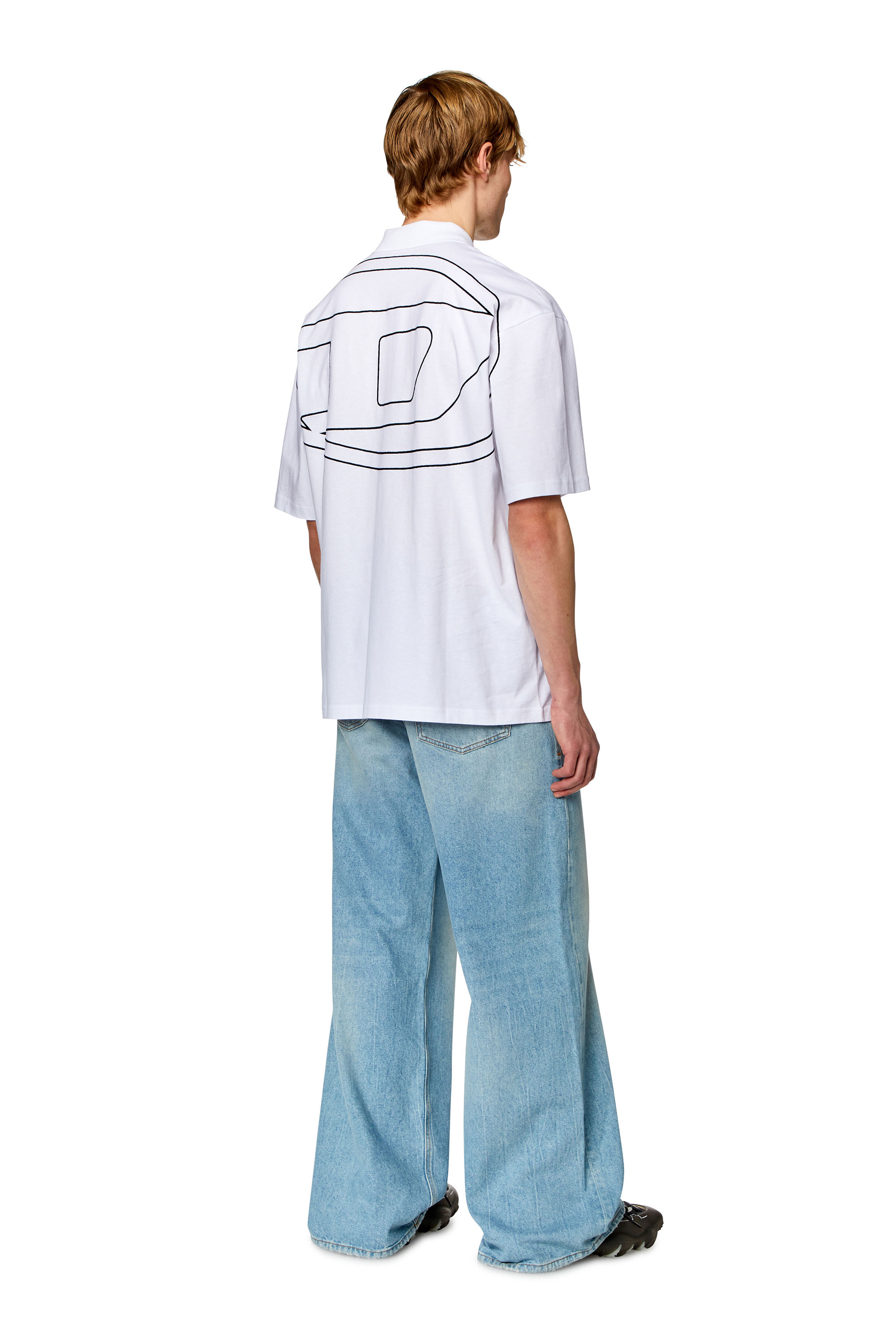 Diesel - T-VORT-MEGOVAL-D, Man's Polo shirt with maxi oval D embroidery in White - 3